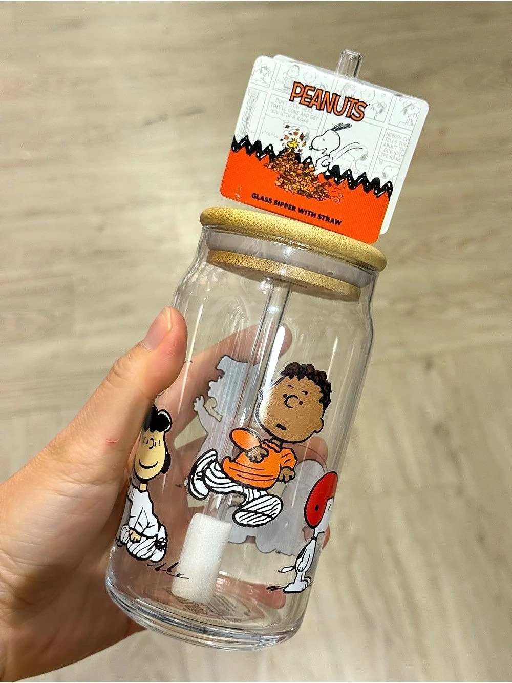 Peanuts Glass Sipper Water Bottle